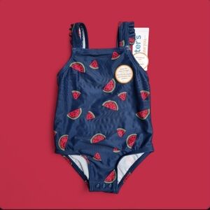 Carter's- Toddler Girls' Watermelon One Piece Swimsuit-Red/Navy Blue